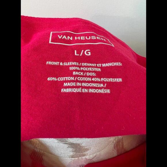 Van Heusen Short Sleeve Slightly Sheer Pink Blouse Large - Picture 6 of 6